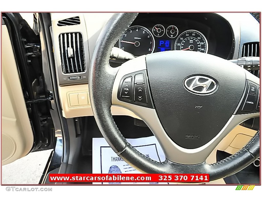 2009 Elantra Touring - Black Pearl / Beige photo #13