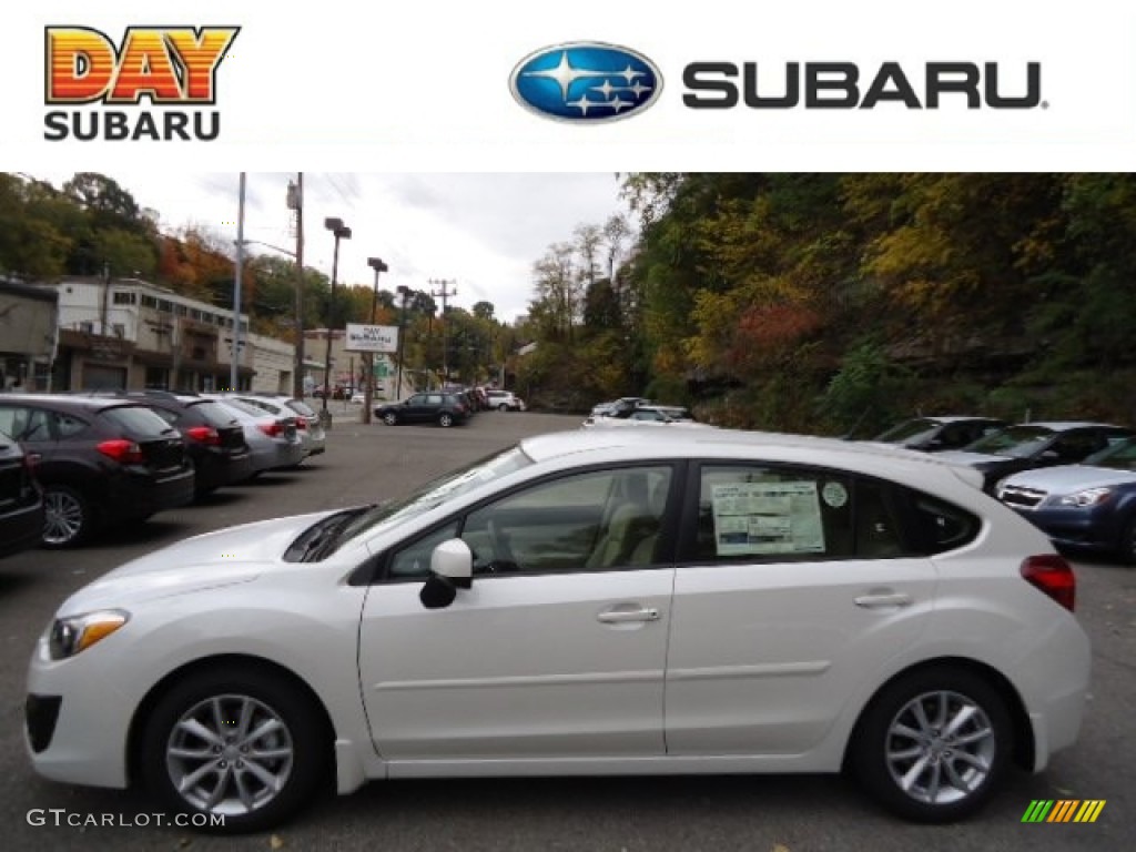 2013 Impreza 2.0i Premium 5 Door - Satin White Pearl / Ivory photo #1