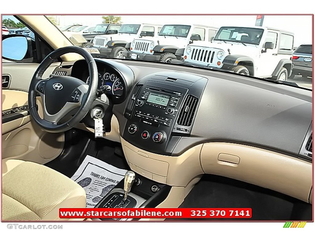 2009 Elantra Touring - Black Pearl / Beige photo #23