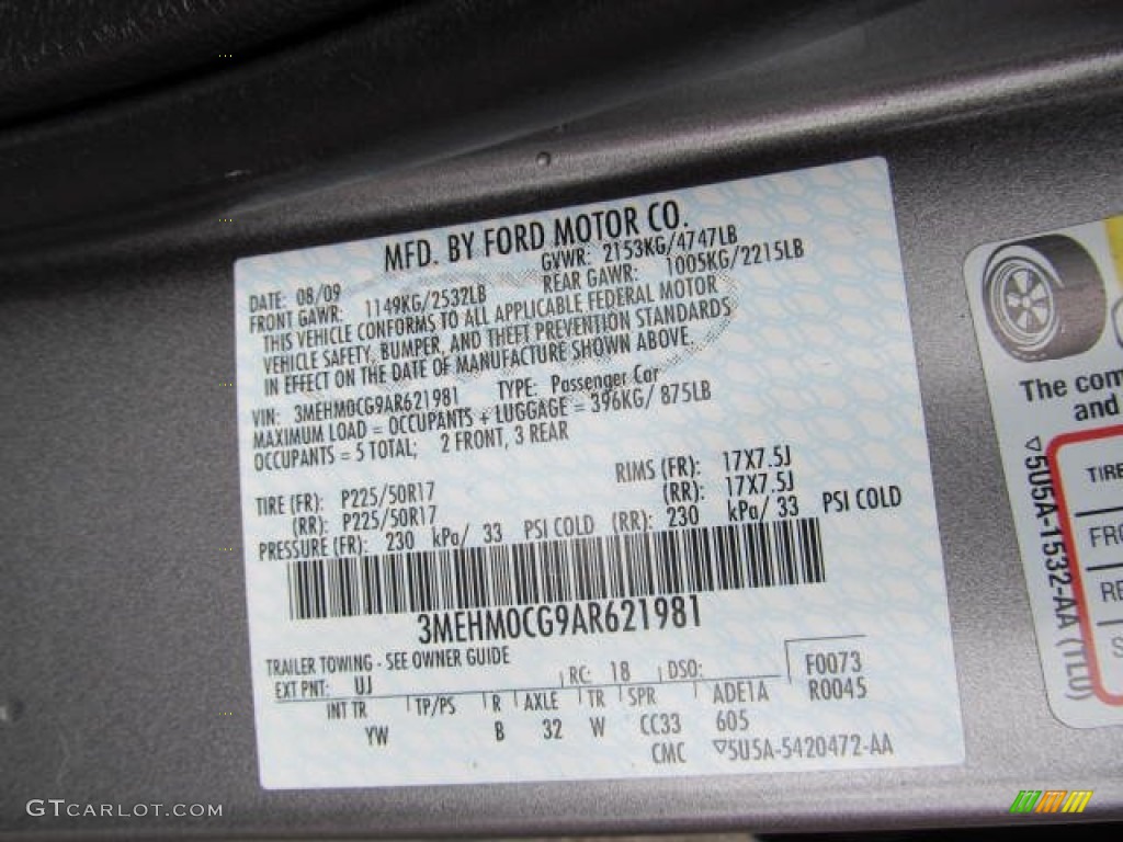2010 Milan Color Code UJ for Sterling Gray Metallic Photo #72228131