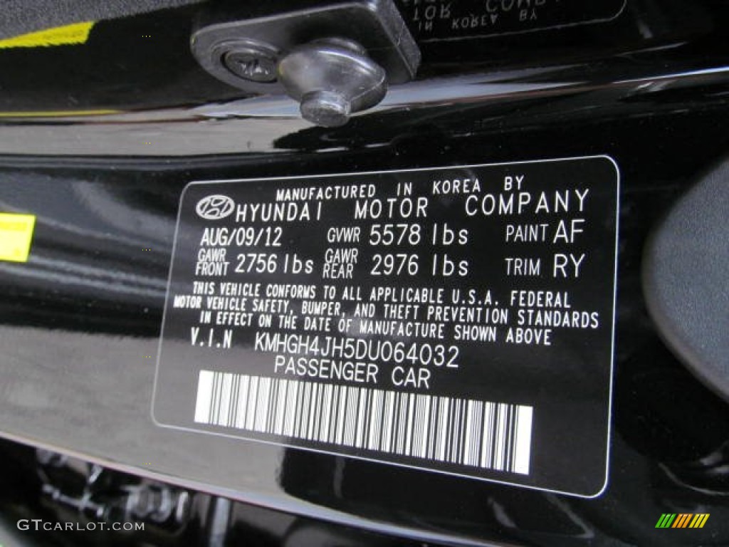 2013 Equus Color Code AF for Black Noir Pearl Photo #72229607