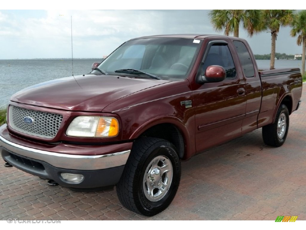 1999 F150 Lariat Extended Cab 4x4 - Dark Toreador Red Metallic / Medium Graphite photo #1