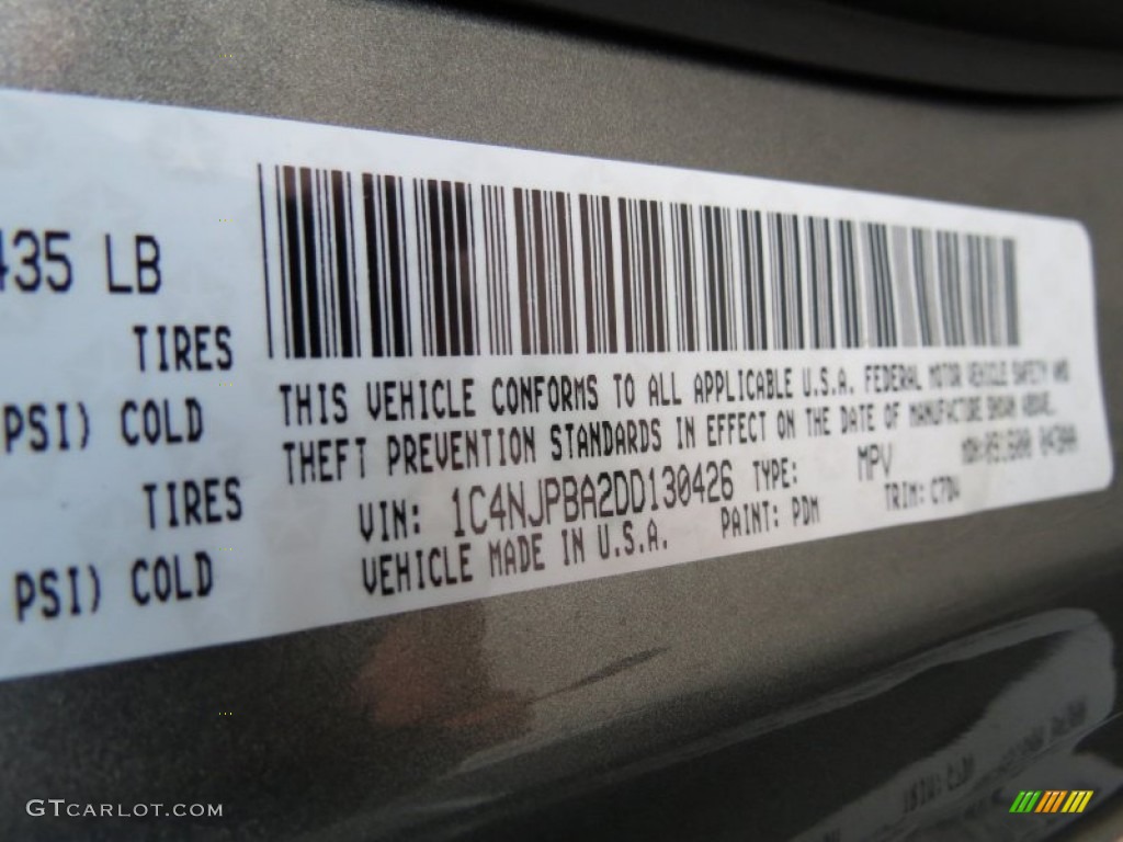 2013 Patriot Color Code PDM for Mineral Gray Metallic Photo #72232862