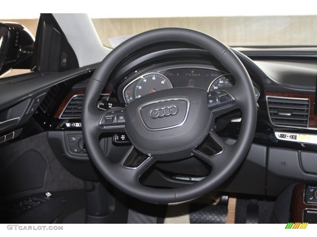 2013 Audi A8 L 4.0T quattro Black Steering Wheel Photo #72236471
