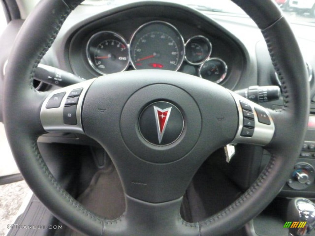 2008 Pontiac G6 V6 Sedan Ebony Black Steering Wheel Photo #72240152
