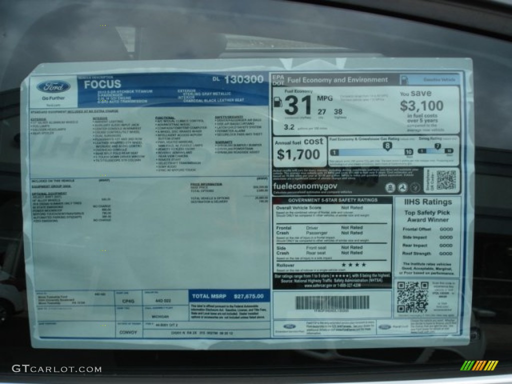 2013 Ford Focus Titanium Hatchback Window Sticker Photo #72242204