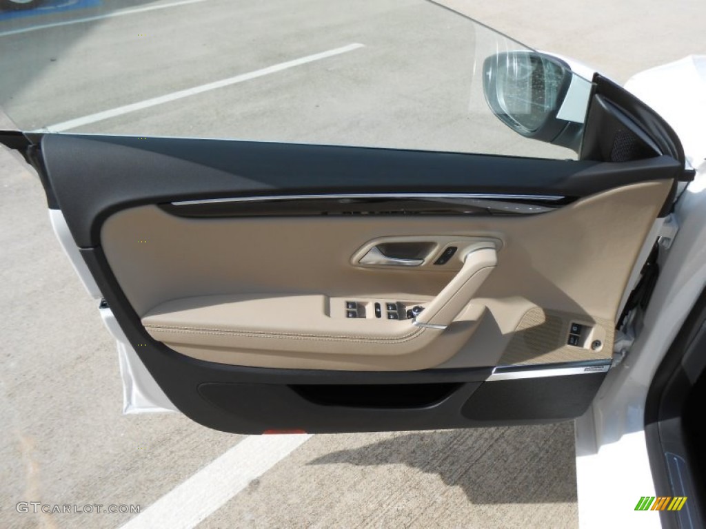 2013 Volkswagen CC VR6 4Motion Executive Desert Beige/Black Door Panel Photo #72243542