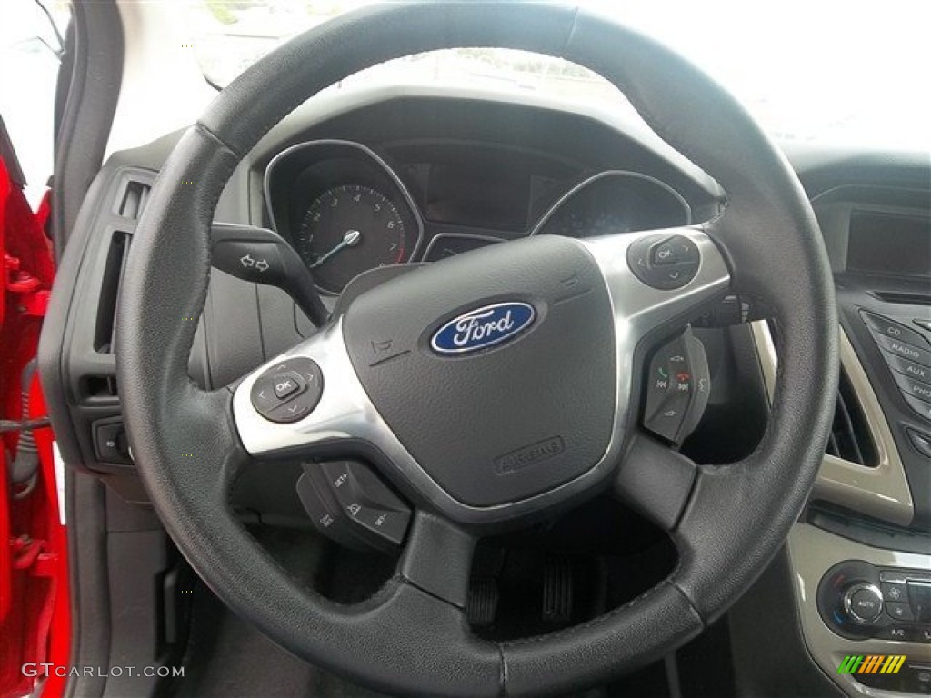 2012 Ford Focus SEL 5-Door Charcoal Black Steering Wheel Photo #72247296