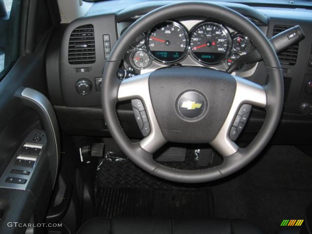 2013 Chevrolet Silverado 3500HD LT Crew Cab 4x4 Dually Ebony Steering Wheel Photo #72250504
