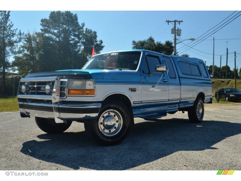 1995 F250 XLT Extended Cab - Reef Blue Metallic / Grey photo #1