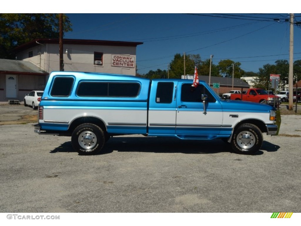 Reef Blue Metallic 1995 Ford F250 XLT Extended Cab Exterior Photo #72251677