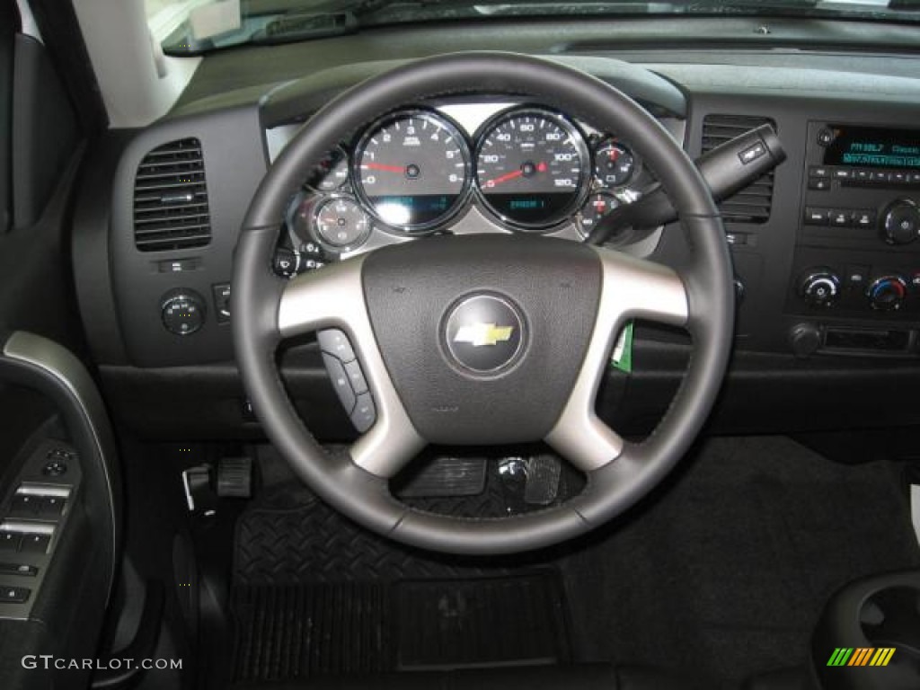 2013 Chevrolet Silverado 3500HD LT Extended Cab 4x4 Dually Ebony Steering Wheel Photo #72252286