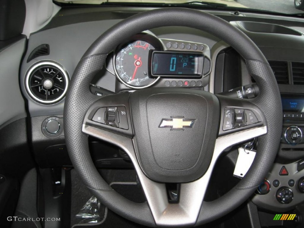 2013 Chevrolet Sonic LT Sedan Jet Black/Dark Titanium Steering Wheel Photo #72255295