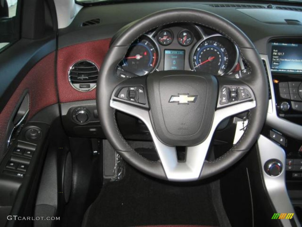 2013 Chevrolet Cruze ECO Jet Black/Sport Red Steering Wheel Photo #72259509