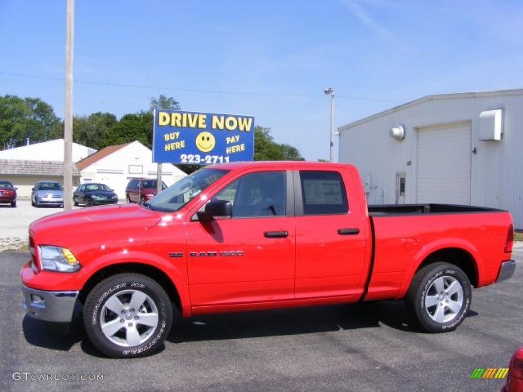 2012 Ram 1500 Outdoorsman Quad Cab 4x4 - Flame Red / Dark Slate Gray/Medium Graystone photo #1