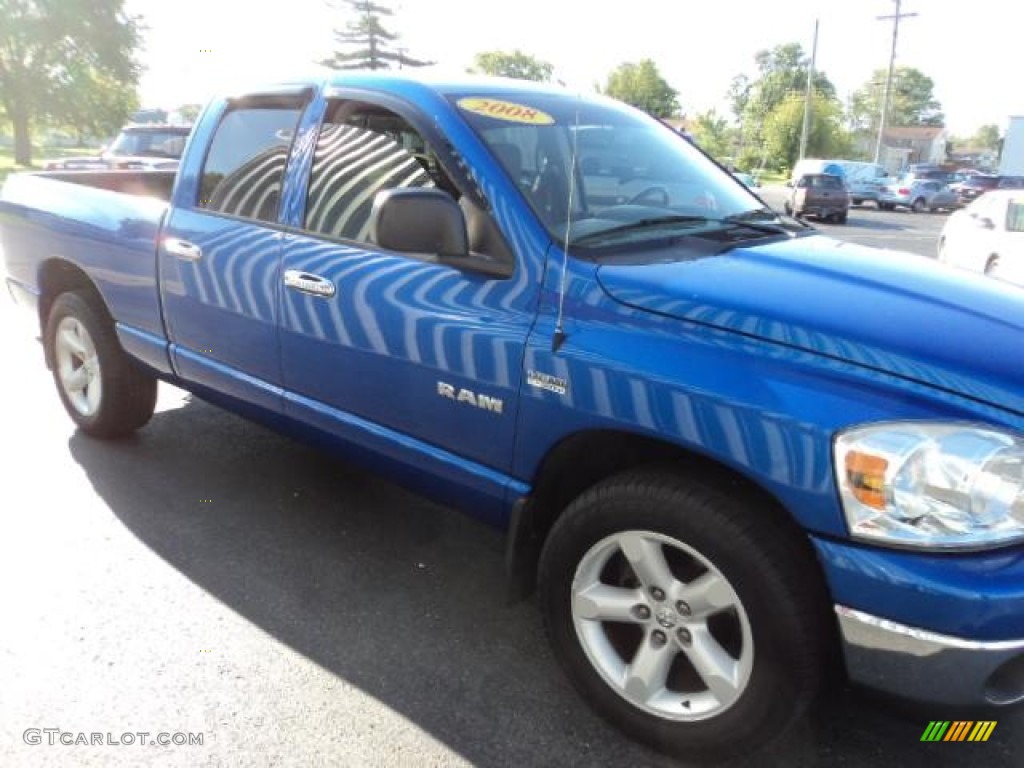 2008 Ram 1500 SLT Quad Cab - Electric Blue Pearl / Medium Slate Gray photo #3