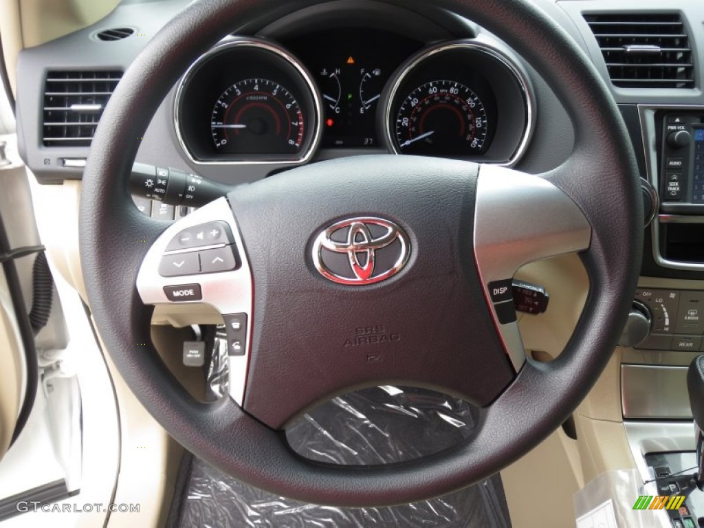 2013 Toyota Highlander V6 Sand Beige Steering Wheel Photo #72265890