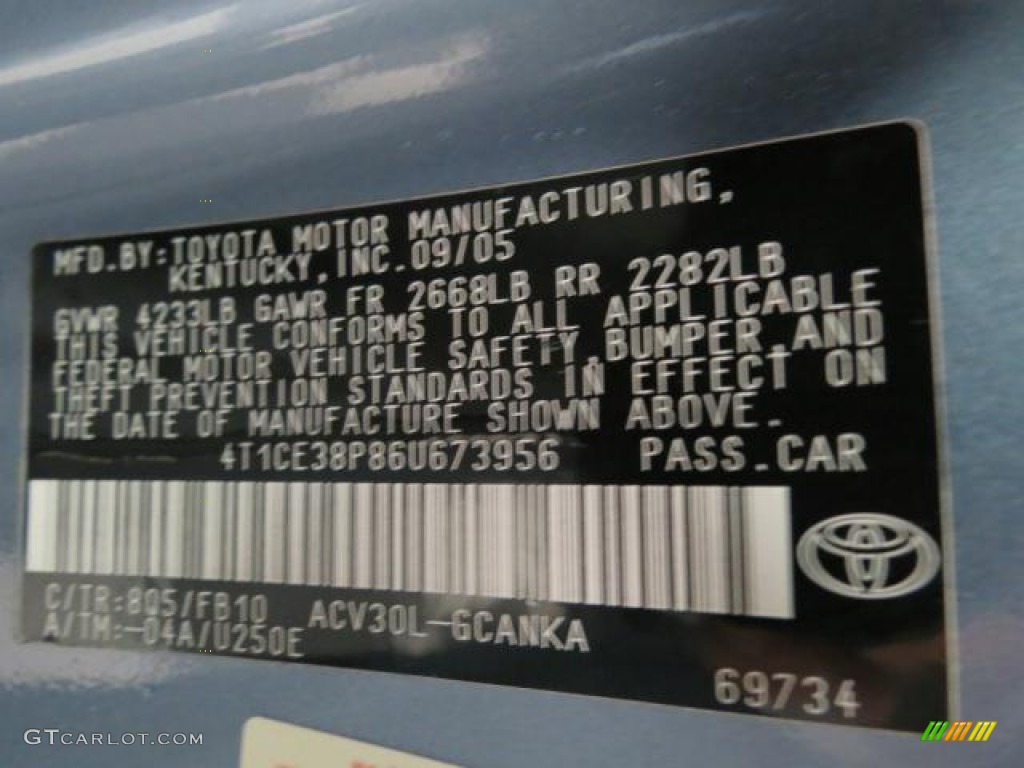 2006 Solara Color Code 8Q5 for Cosmic Blue Metallic Photo #72273532