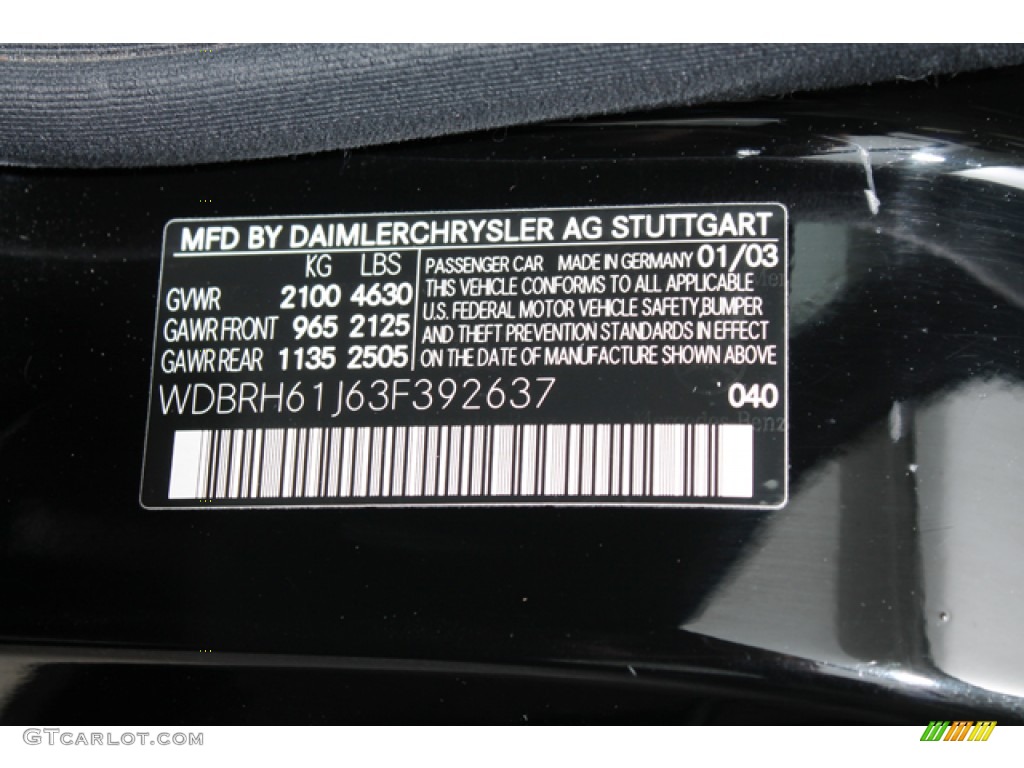 2003 C Color Code 040 for Black Photo #72274827