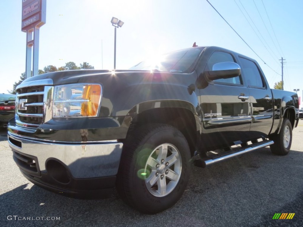 2013 Sierra 1500 SLE Crew Cab 4x4 - Mineral Green Metallic / Very Dark Cashmere/Light Cashmere photo #3