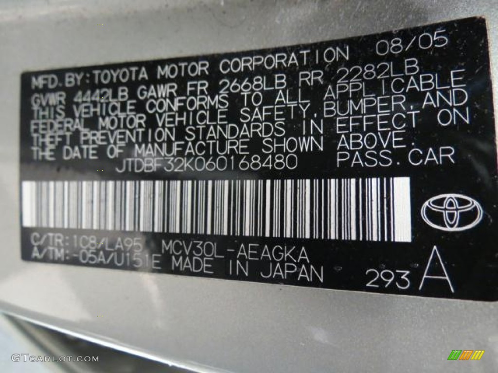 2006 Camry Color Code 1C8 for Lunar Mist Metallic Photo #72277492