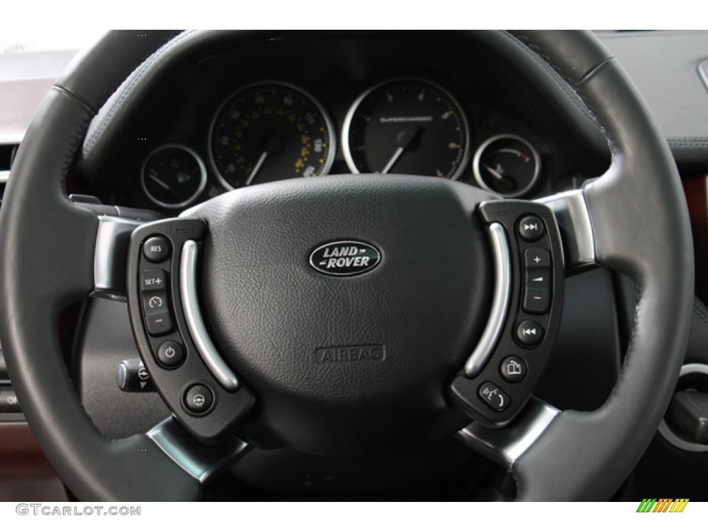2009 Land Rover Range Rover Supercharged Jet Black/Jet Black Steering Wheel Photo #72277870
