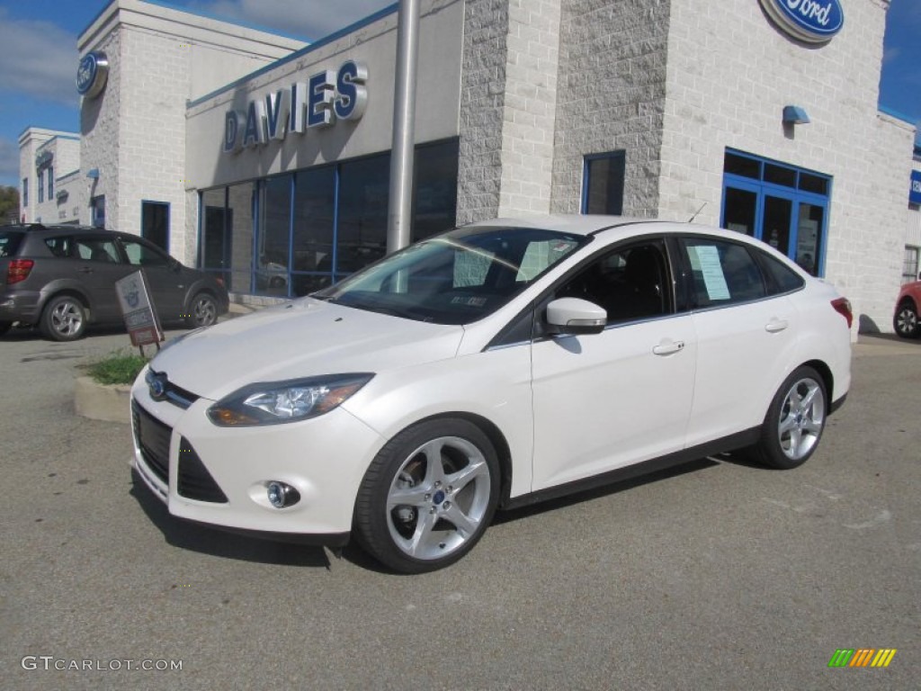 2012 Focus Titanium Sedan - White Platinum Tricoat Metallic / Charcoal Black photo #1