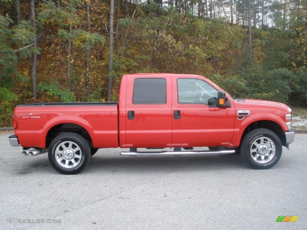 Red 2009 Ford F250 Super Duty Lariat Crew Cab 4x4 Exterior Photo #72280399