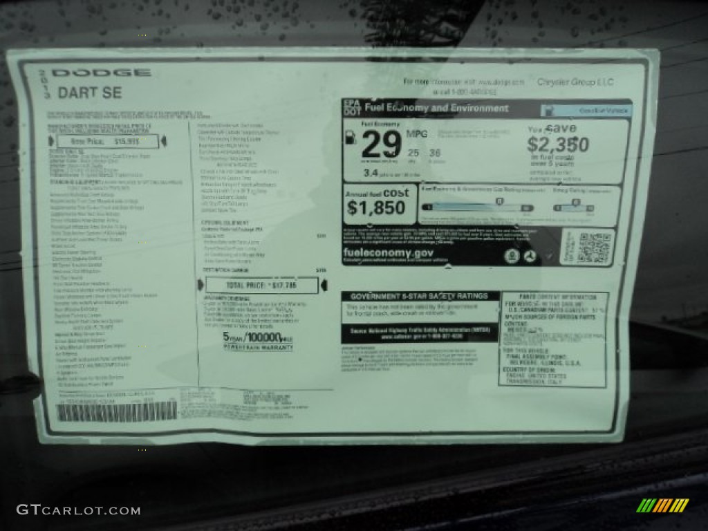 2013 Dodge Dart SE Window Sticker Photo #72289390