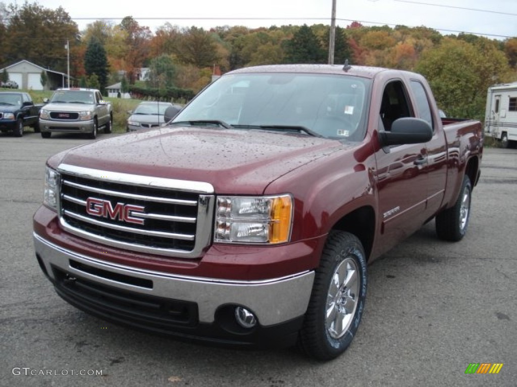 2013 Sierra 1500 SLE Extended Cab 4x4 - Sonoma Red Metallic / Ebony photo #2