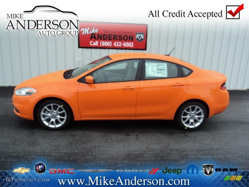 2013 Dart SXT - Header Orange / Black/Light Diesel Gray photo #1