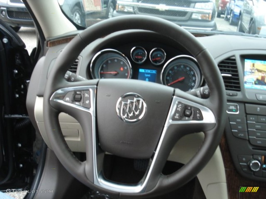 2013 Buick Regal Turbo Cashmere Steering Wheel Photo #72292631