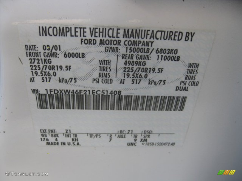 2001 Ford F450 Super Duty XL Crew Cab Dump Truck Color Code Photos
