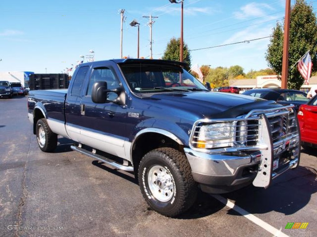 2002 F250 Super Duty XLT SuperCab 4x4 - True Blue Metallic / Medium Flint photo #2