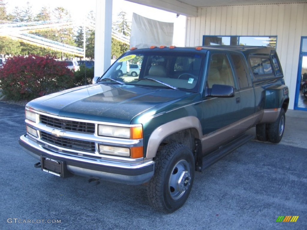 1996 C/K 3500 K3500 Extended Cab 4x4 Dually - Emerald Green Metallic / Tan photo #2