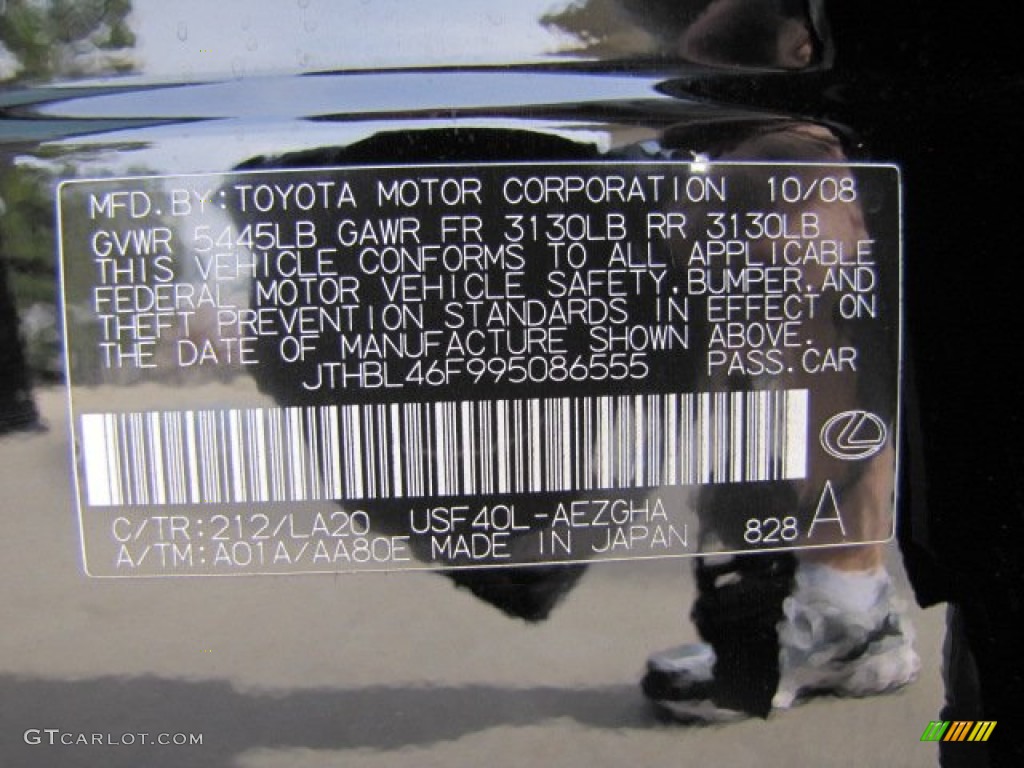 2009 LS Color Code 212 for Obsidian Black Photo #72303091