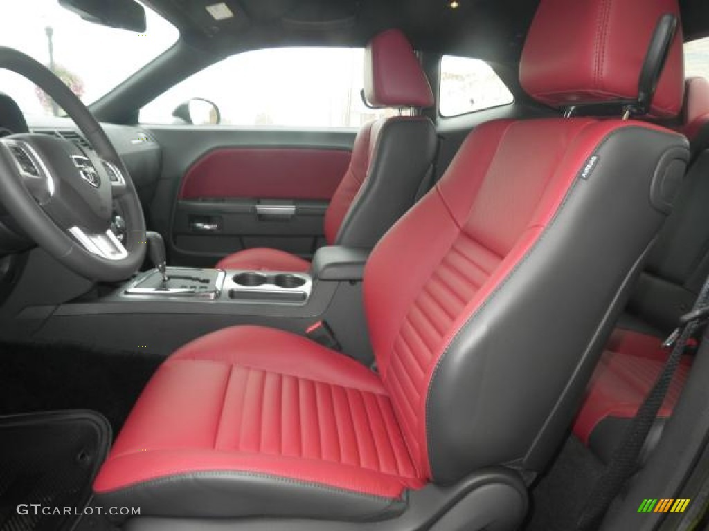 2013 Challenger R/T - Pitch Black / Radar Red/Dark Slate Gray photo #7