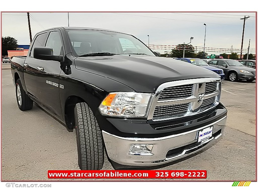 2012 Ram 1500 Lone Star Crew Cab - Black / Light Pebble Beige/Bark Brown photo #8