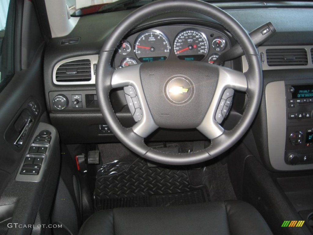 2013 Chevrolet Silverado 1500 LTZ Extended Cab Ebony Steering Wheel Photo #72317404