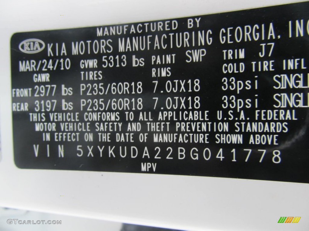 2011 Sorento EX V6 AWD - Snow White Pearl / Beige photo #9