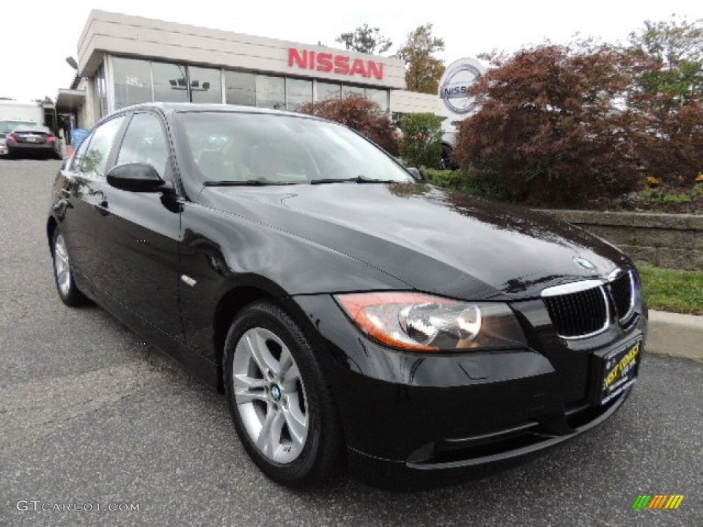 2008 3 Series 328xi Sedan - Jet Black / Beige photo #1