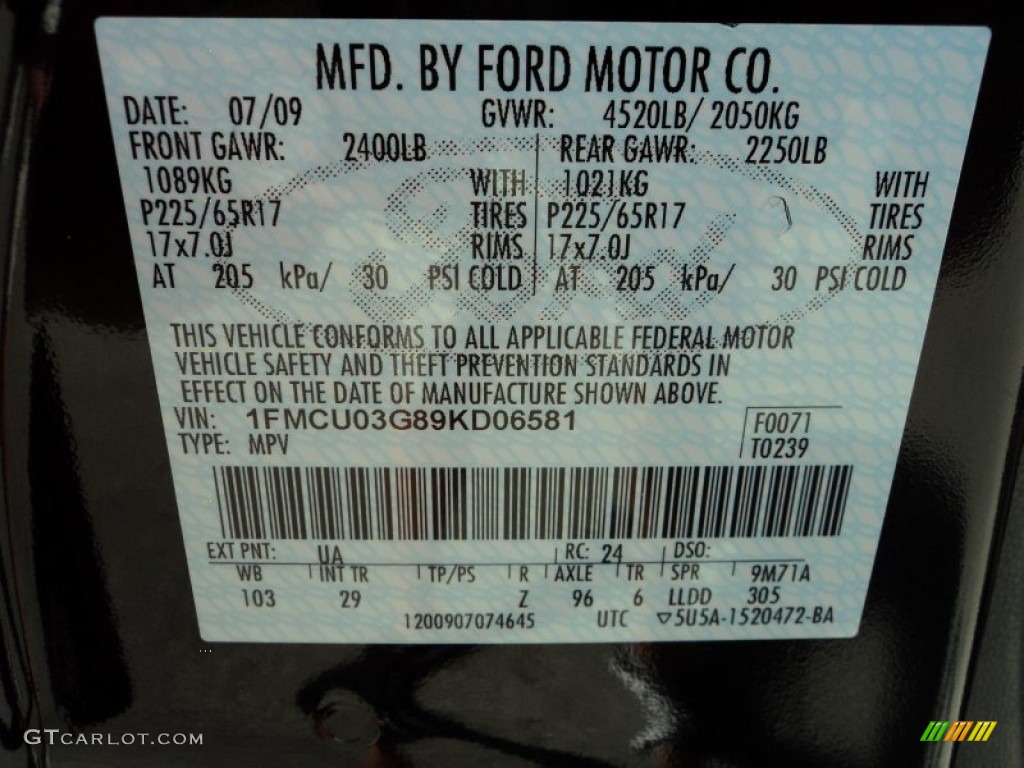 2009 Escape Color Code UA for Black Photo #72323981