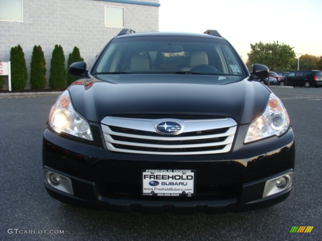 2010 Outback 2.5i Premium Wagon - Crystal Black Silica / Warm Ivory photo #2