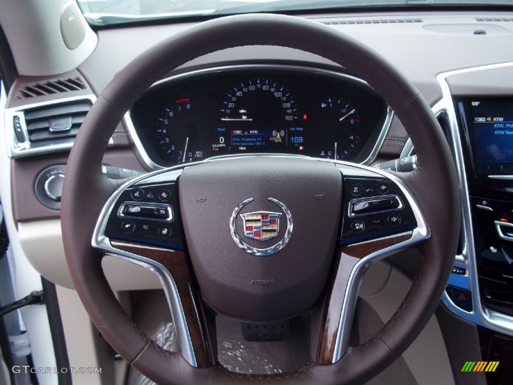 2013 Cadillac SRX Luxury AWD Shale/Brownstone Steering Wheel Photo #72326225