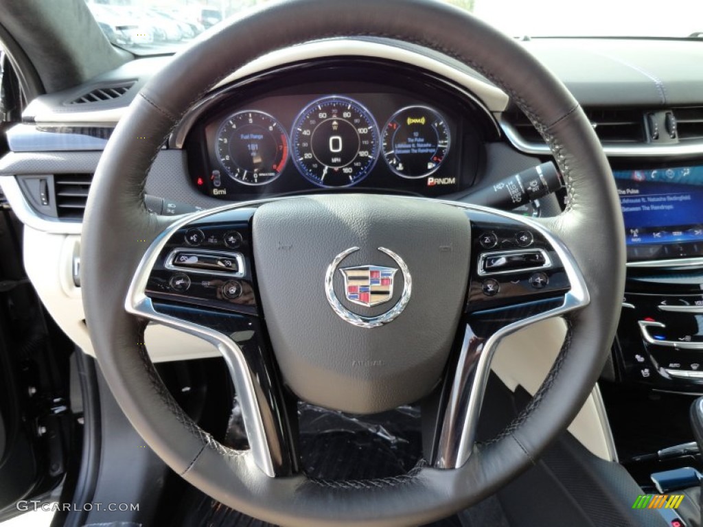 2013 Cadillac XTS Platinum AWD Jet Black/Light Wheat Opus Full Leather Steering Wheel Photo #72328613