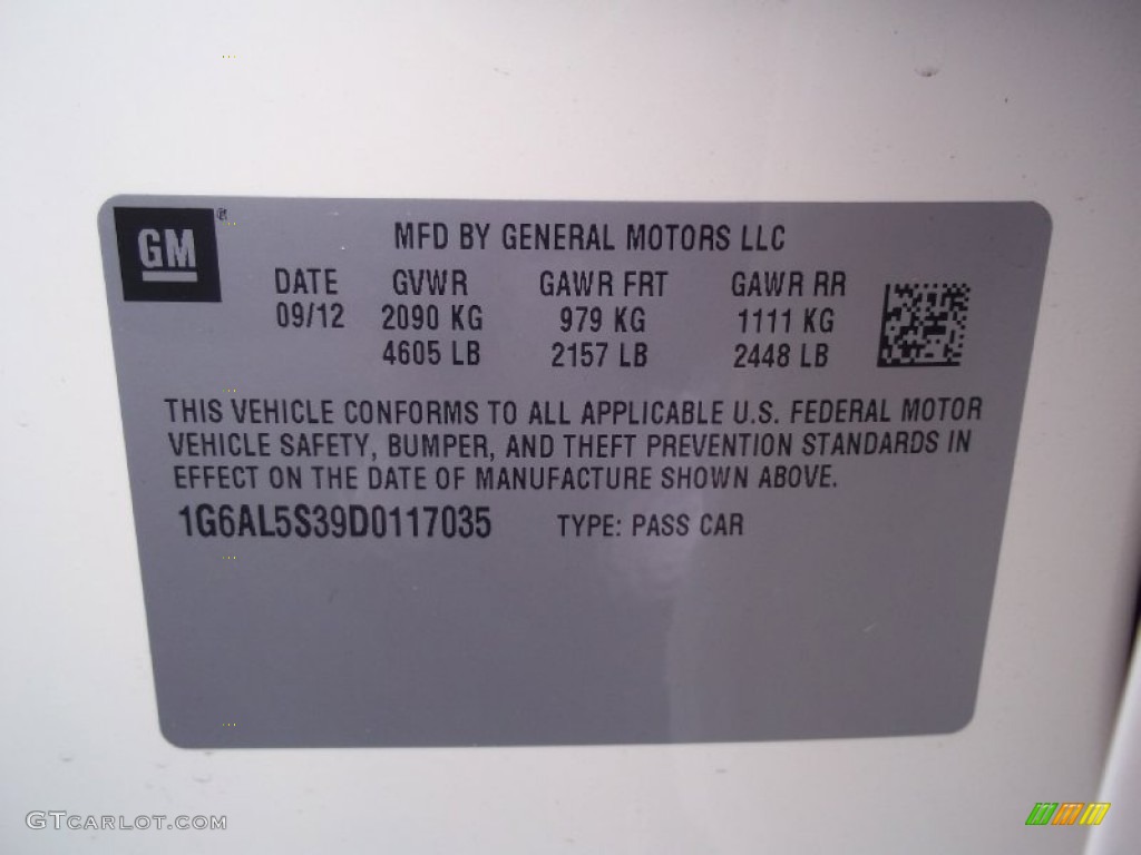 2013 Cadillac ATS 3.6L Premium AWD Info Tag Photo #72328907