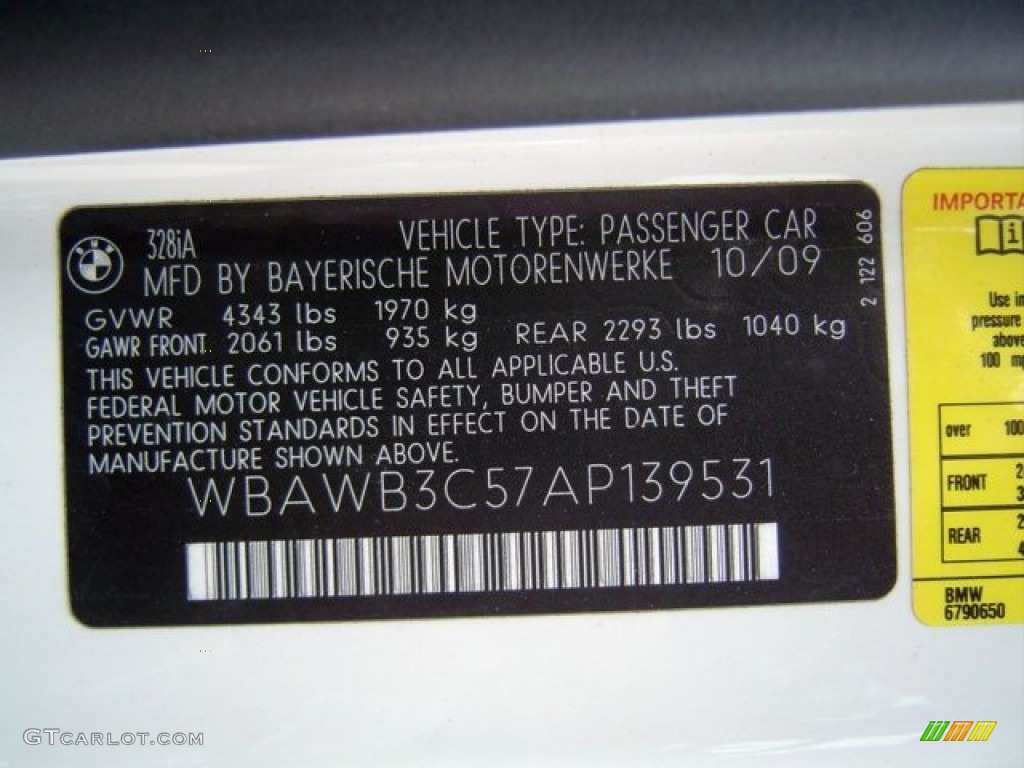2010 BMW 3 Series 328i Coupe Info Tag Photo #72329054