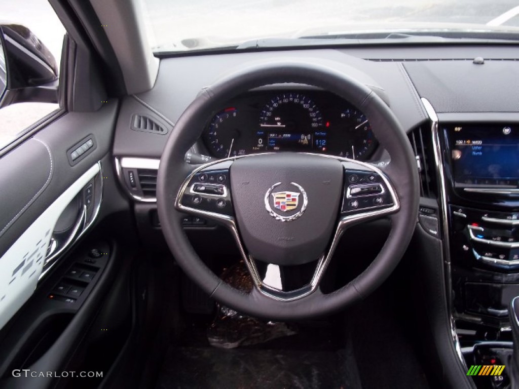 2013 Cadillac ATS 3.6L Luxury AWD Jet Black/Jet Black Accents Steering Wheel Photo #72329138