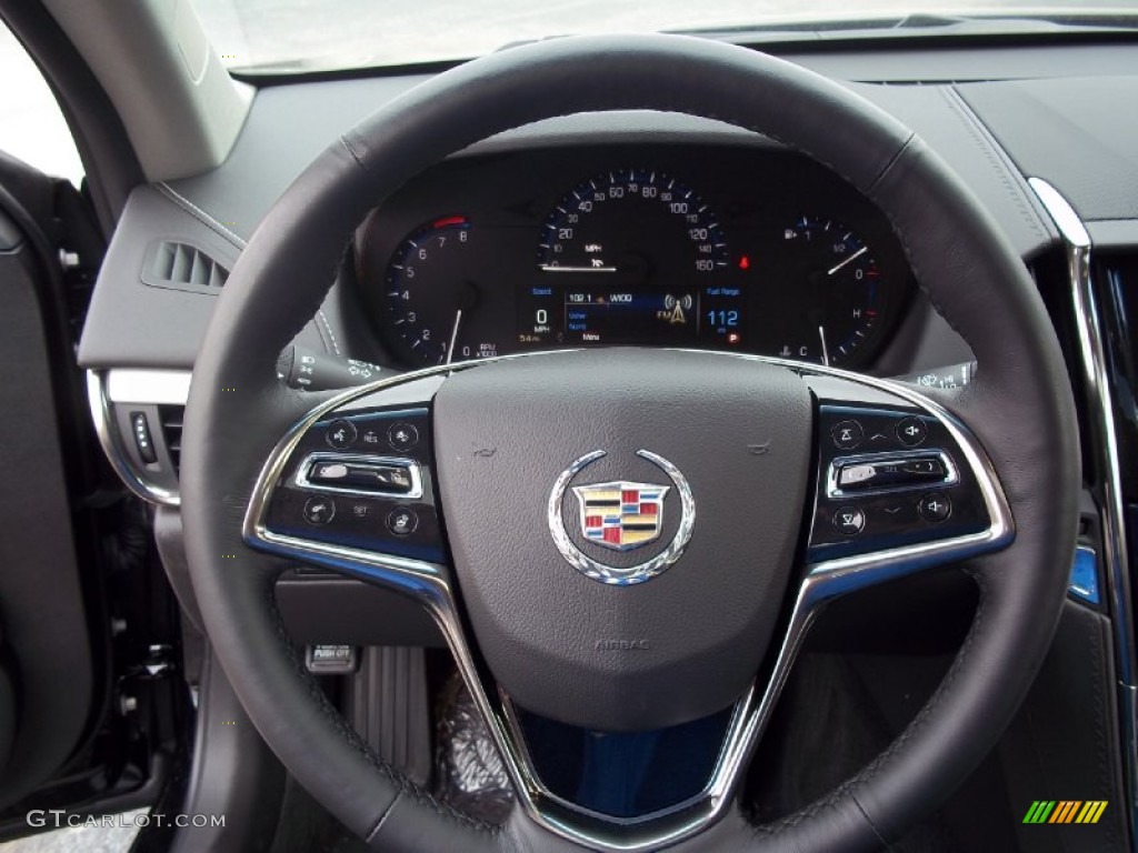 2013 Cadillac ATS 3.6L Luxury AWD Jet Black/Jet Black Accents Steering Wheel Photo #72329207