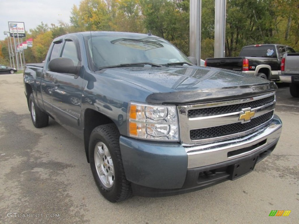 2009 Silverado 1500 LT Extended Cab 4x4 - Blue Granite Metallic / Ebony photo #10